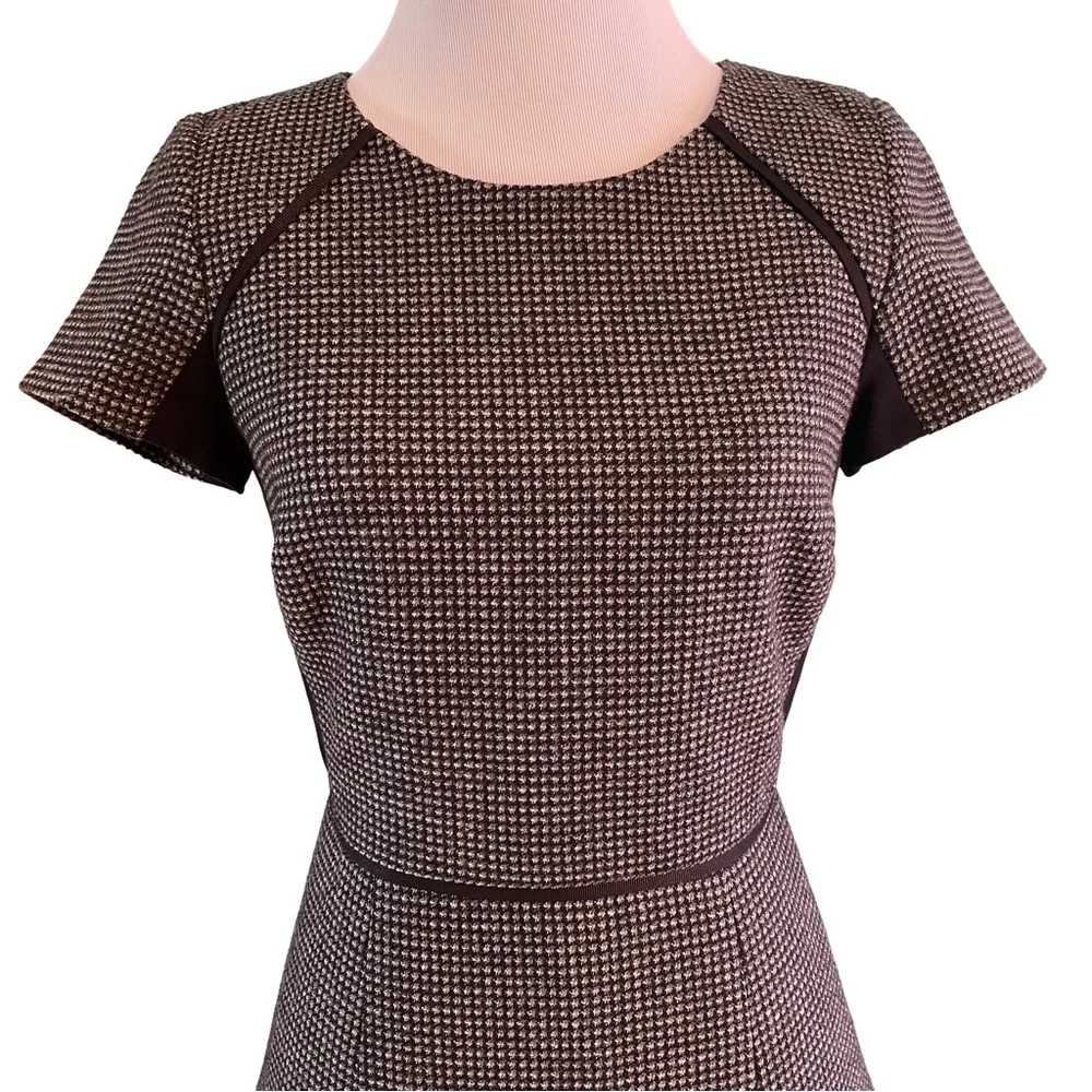 J.Crew Checkered Flutter Dress 00 Wool Tweed Heritage Checks Black Gray Workwear